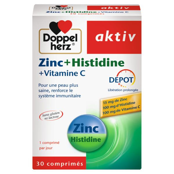 DOPPELHERZ AKTIV ZINC+HISTIDINE+VITAMINE C 30COMP – Image 1