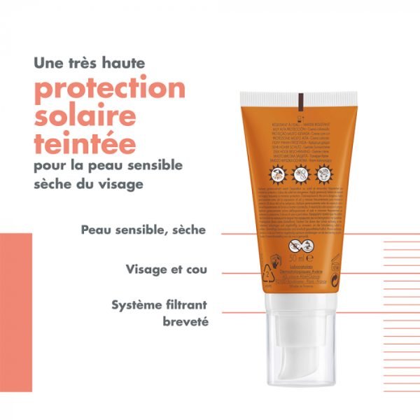 AVÈNE TRES HAUTE PROTECTION CREME TEINTEE PEAUX SENSIBLES SECHES SPF50+ 50ML – Image 2