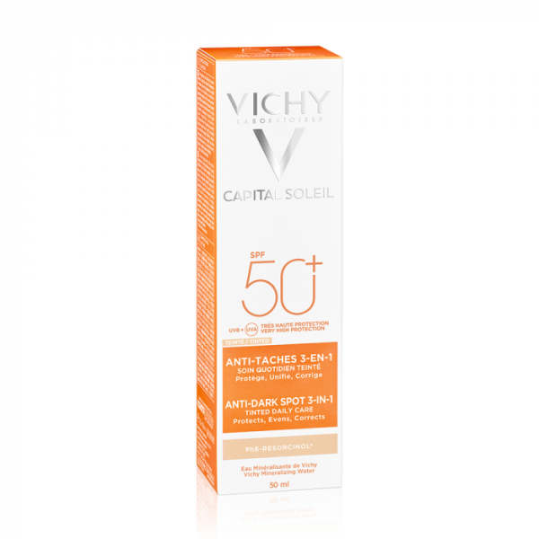 VICHY IDEAL SOLEIL CREME ANTI-TACHE 3EN1 TEINTE SPF50+ 50ML – Image 3