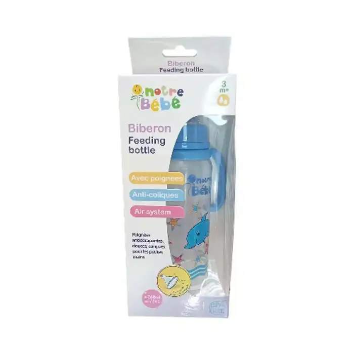 NOTRE BÉBÉ Biberon Feeding Bottle avec Poignées +3 Mois 240 ml NOTRE BÉBÉ Biberon Feeding Bottle avec Poignées +3 Mois 240 ml