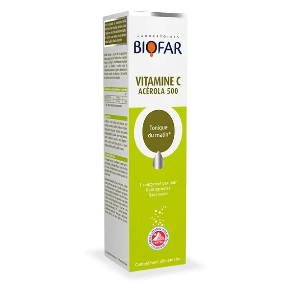 BIOFAR CO VITAMINE C ACEROLA 500MG B20 COMPRIMES – Image 1