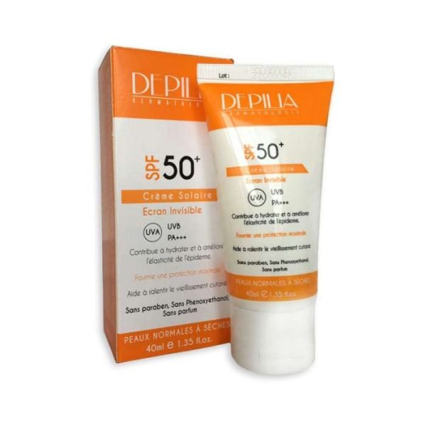 DEPILIA PHOTOPROTECTION CREME SOLAIRE ECRAN INVISIBLE SPF50+ PEAUX NORMALES A SECHES 40ML – Image 1