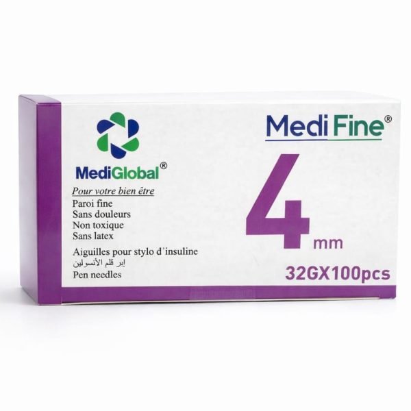 MEDIGLOBAL MEDI-FINE AIGUILLE 32G/4MM B100PCS – Image 1