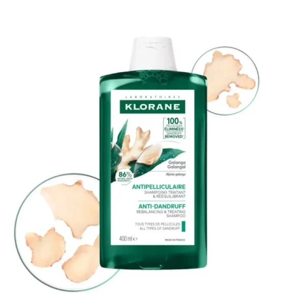 KLORANE SHAMPOING AU GALANGA ANTI PELLICULAIRE TRAITANT ET REEQUILIBRANT 400ML – Image 2