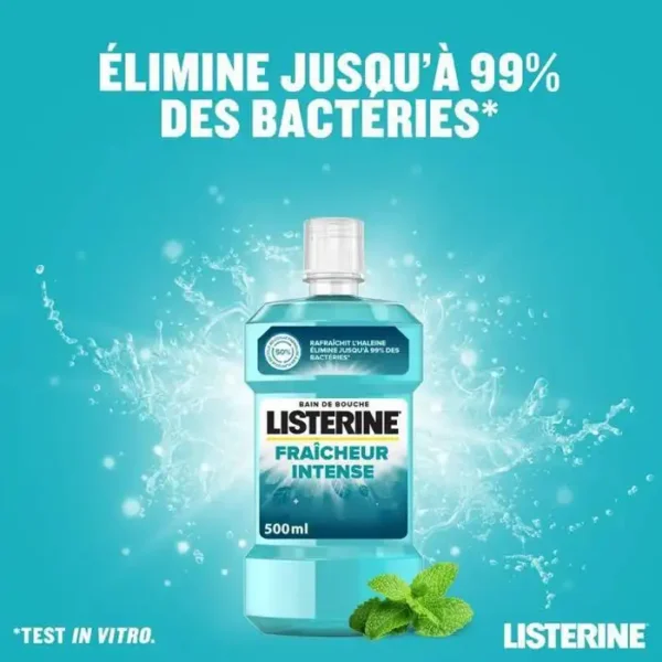 LISTERINE FRAICHEUR INTENSE COMBAT LES BACTERIES RESPONSABLES DE LA PLAQUE DENTAIRE 250ML – Image 2