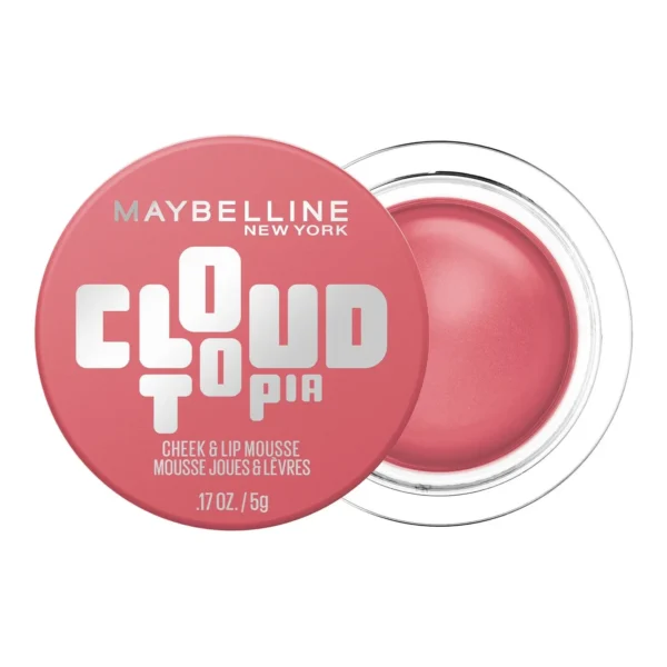 MAYBELLINE CLOUDTOPIA MAUVE N08 blush et rouge à lèvres 2-en-1 à texture mousse légère pour un fini naturel.